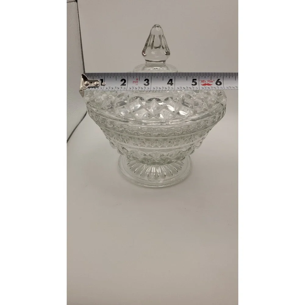 #3 Anchor Hocking Wexford LARGE Clear Glass Covered Candy Dish with Lid, Vintage